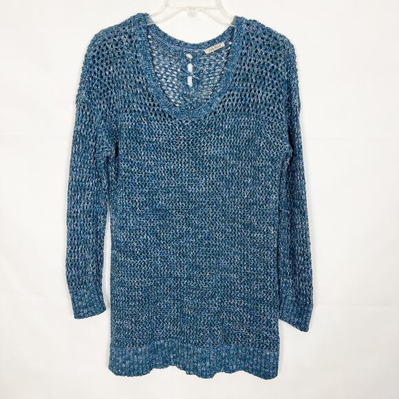 Lucky Brand Open Knit Blue Sweater Size Medium - Picture 1 of 9